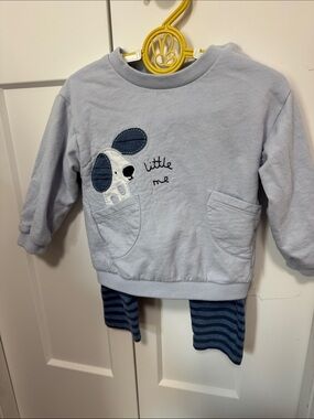 Next Direct Light Blue Sweatshirt and Navy Striped Pants Set